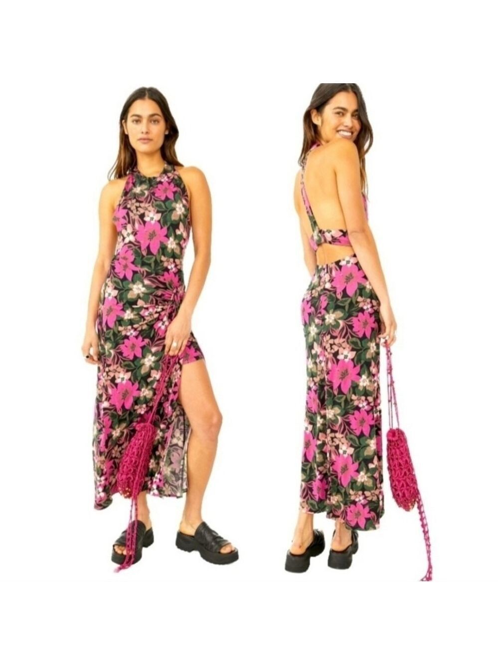 Free People Mimi Printed Dress Black Combo.